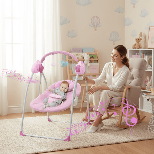 Portable 3-Speed Baby Swing-Foldable,Musical (Pink Unicorn, 0-9M)