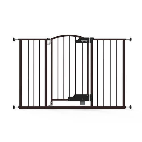 Ingenuity Easy Open Baby Gate & Dog Gate, Hands-Free Open Patent-Pending Foot Pedal, 27.5"-52" Wide, 28" Tall, Hardware or Pressure Mounted, Install in Doorway, Bottom of Stairs, or Wall - Espresso