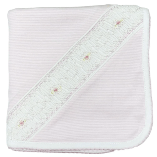 Pink Striped Hand Smocked Blanket