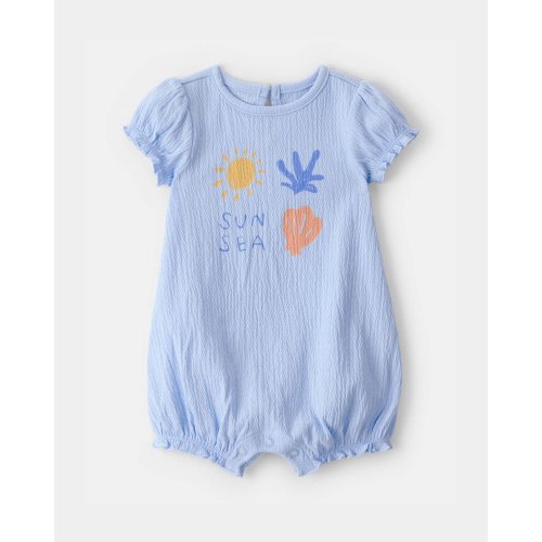 Baby Girl 'Sun Sea' Short-Sleeve Romper - Blue | Carter's