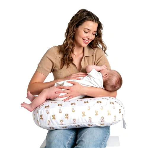 Little Grape Land Nursing Pillow for Infants, Extra Firm Breastfeeding Pillows, Baby Pillow for Nursing, Bottle Feeding with Machine Washable Cover & Breathable Filling