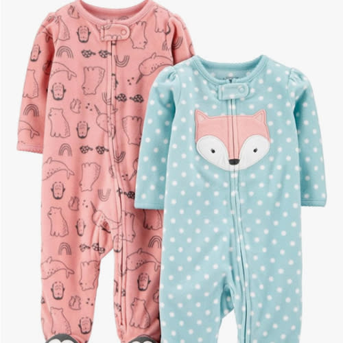 Simple Joys by Carter's Baby Girls' Fleece Footed Sleep and Play, Pack of 2