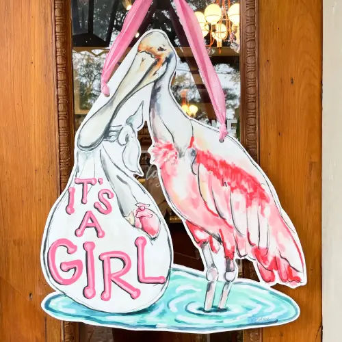 It's A Girl - Spoonbill Door Hanger