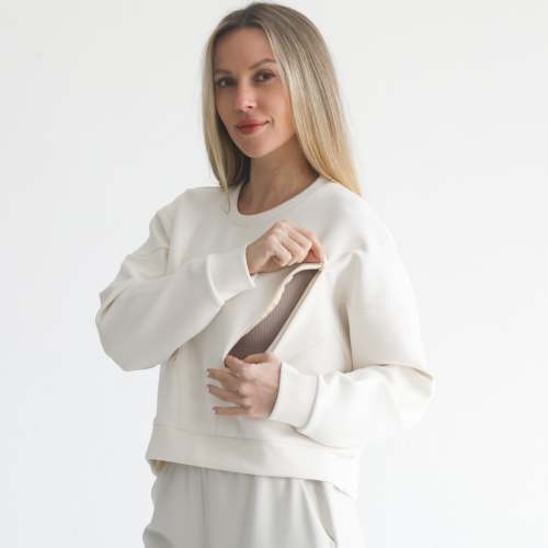 Lyah Softstreme Oversized Cropped Nursing Crew (Bone)