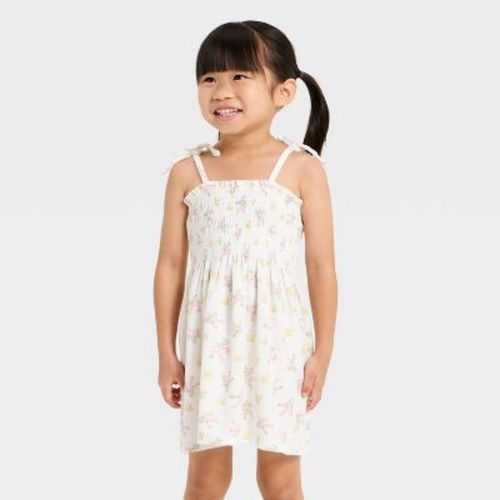 Grayson Mini Toddler Girls' Floral Midi Terry Dress - White 12M