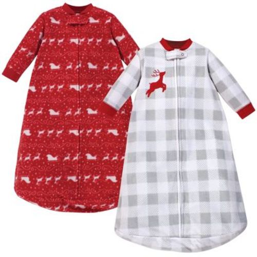 Hudson Baby Infant Long-Sleeve Fleece Sleeping Bag, Santas Sleigh, 0-9M
