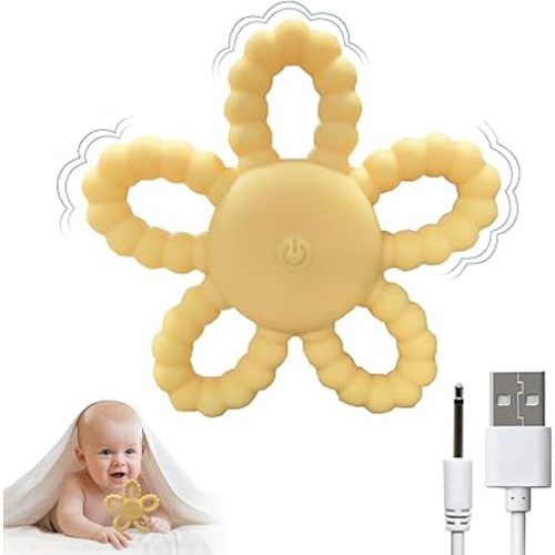 Vibrating Teether for Baby, Sensory Chew Toys for Autistic Children & Teething Toys for Babies, USB Chargeable & 3X Vibration Setting Travel Essential Gift for Kids with Autism Toddler