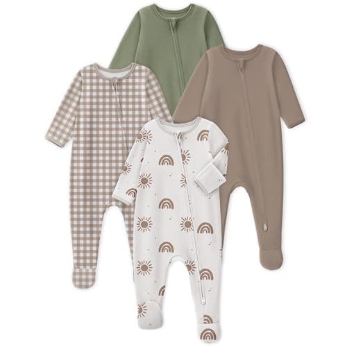Looxii Baby Pajamas 100% Cotton Baby Sleepers for Newborn 0-3 3-6 6-9 Months Boys Girl Clothes 4pcs Footed PJs