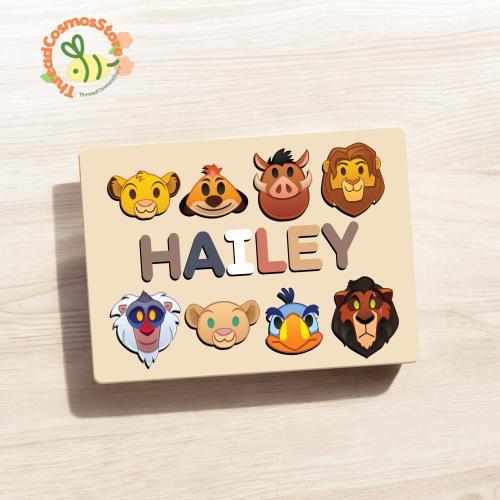 Personalized Disney Lion King Name Puzzle, Disney Wooden Name Board, Toddler Learning Toy, Nursery Decor Gift