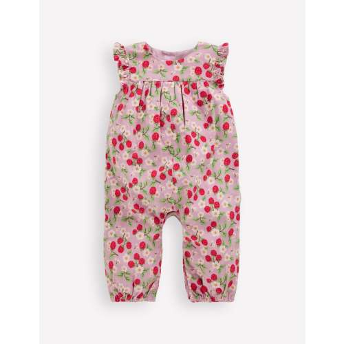 Cord Ruffle Sleeve Romper-Soft Lavender Vintage Berry
