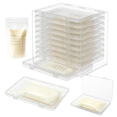 Breastmilk Flattener for Freezer with 10 Boxes, Breastmilk Storage Bag Organizer, Breast Milk Storage Tray for Fridge, Convenient Storage for Milk Freezer Bags, Stackable Freeze Tower for Nursing Feed