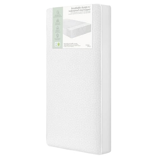 Evolur Sleep Breathable Dual-Stage Comfort-Lite 5” Foam Crib & Toddler Mattress – Dual-Sided Design, Waterproof Vinyl Cover, GREENGUARD Gold & JPMA Certified, Fits Full Size Cribs & Toddler Beds