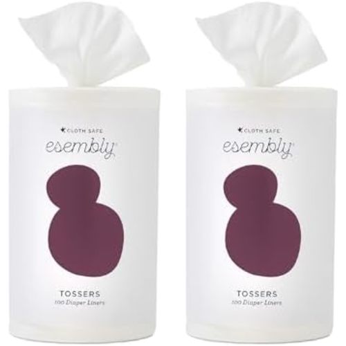 Esembly Tossers – Disposable Bamboo from Viscose Diaper Liners for Cloth Diapers – Earth-Friendly, Fragrance-Free, Chlorine-Free – One Size, 200 Liners (2-Pack of 100-Liner Rolls)