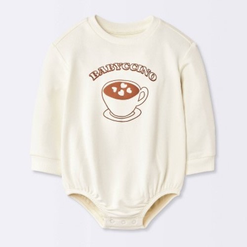 Baby Babyccino Sweatshirt Bubble Romper - Cloud Island™ Off-White 0-3M