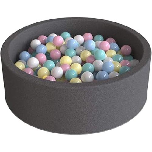 Wonder Space Deluxe Kids Round Ball Pit, Premium Handmade Kiddie Balls Pool, Soft Indoor Outdoor Nursery Baby Playpen, Ideal Gift Play Toy for Children Toddler Infant Boys and Girls (Dark Grey)
