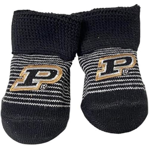 Two Feet Ahead Baby Bootie Socks Striped – Soft, Cozy & Machine Washable Organic Cotton Stay-on Socks - Made in USA (Stripe)