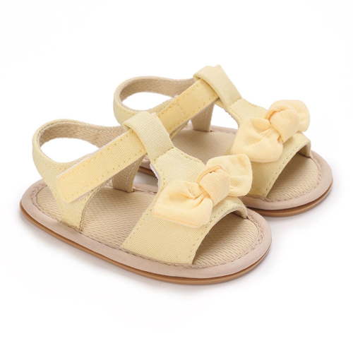 LOVZFMLL Infant Girls Flat Sandals Summer Beach Bowknot Shoes Outdoor Princess Dress Shoes for Baby Girls 6-12 Months First Walkers Shoes Yellow