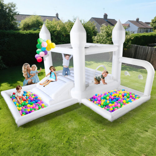 Klo Kick 13' X 12.3' White Bounce House With Slide & Ball Pit & Air Blower & Reviews | Wayfair