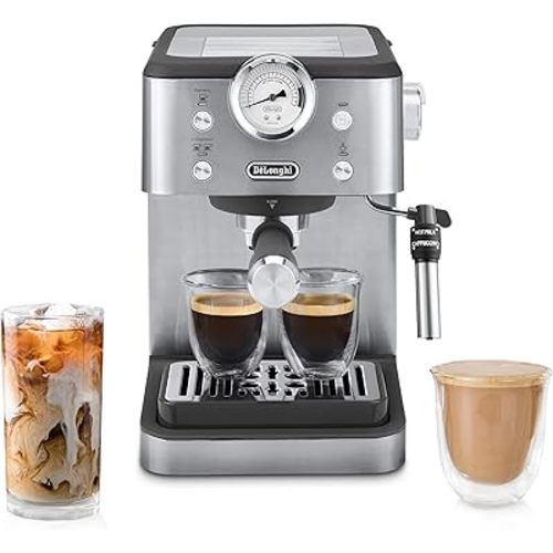 De’Longhi Linea Classic Espresso Machine with Milk Frother, 15-Bar Pump & Temperature Control - Barista Coffee Maker Kit for Espresso, Latte, Cappuccino & Iced Coffee - Italian Stainless Steel Design