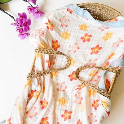 Plumeria Bamboo Baby Blanket | Hawaiian Nursery Decor – Coca + B.