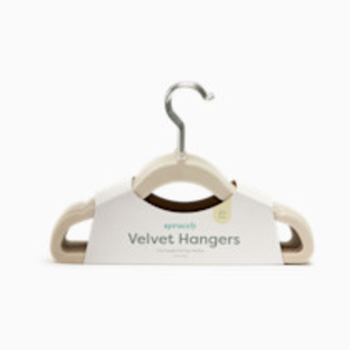 Sprucely Non-Slip Velvet Hangers - Oat, 20