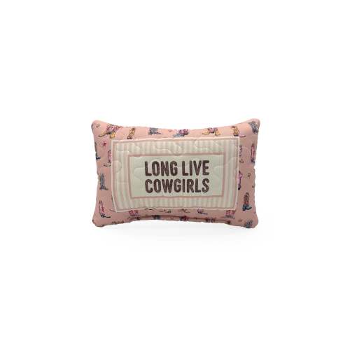 "Long Live Cowgirls" Rose Quilted Mini Pillow 8" x 12"