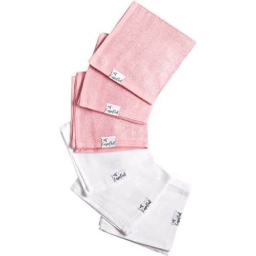 Copper Pearl 6 Ultra Soft Baby Bath Washcloths Premium Large Soft Darling (Pink/White) 11" x 11" Towels