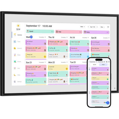 EKASN Digital Calendar with Chore Chart - Full HD 1080P, 10.1" Interactive Touchscreen, Smart Family Planner for Wall or Desk Mounting-Black