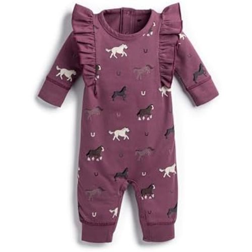 MONICA + ANDY Double Ruffle Romper, 100% Organic Baby Clothes for Girls, Baby Onesie, Newborn, Infant & Toddler Sizes