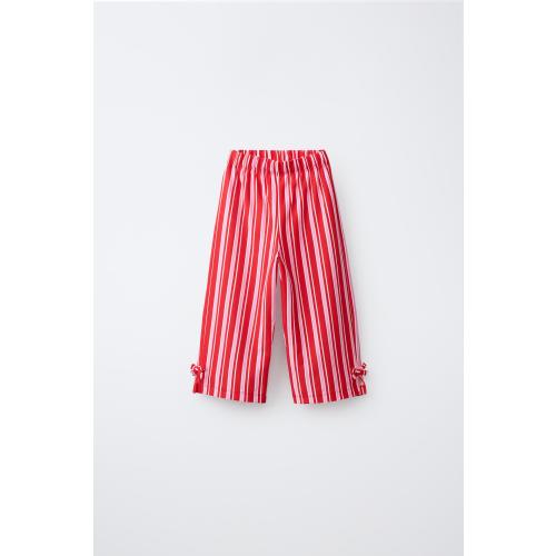 STRIPED PANTS WITH BOWS - Bright red | ZARA 2T