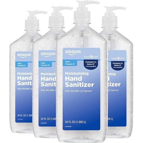 Amazon Basic Care - Original Hand Sanitizer 62%, 34 fl oz (Pack of 4)