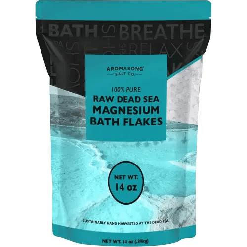 Aromasong Magnesium Flakes from The Dead Sea, 14 OZ. Resealable Pack- Muscle Relaxing Magnesium Chloride Bath Salts Soak.