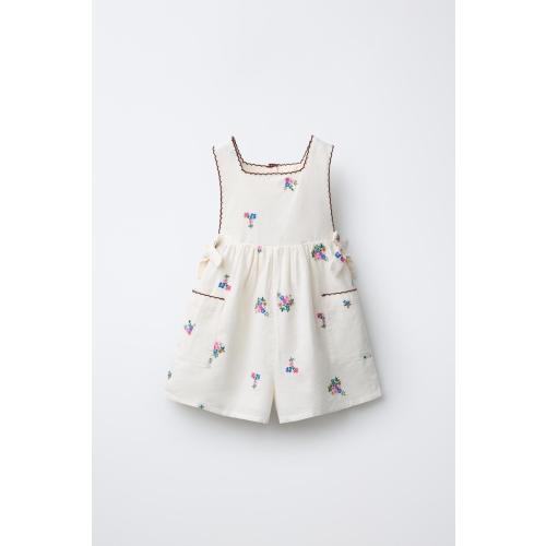 EMBROIDERED SHORT JUMPSUIT - Ecru | ZARA United States