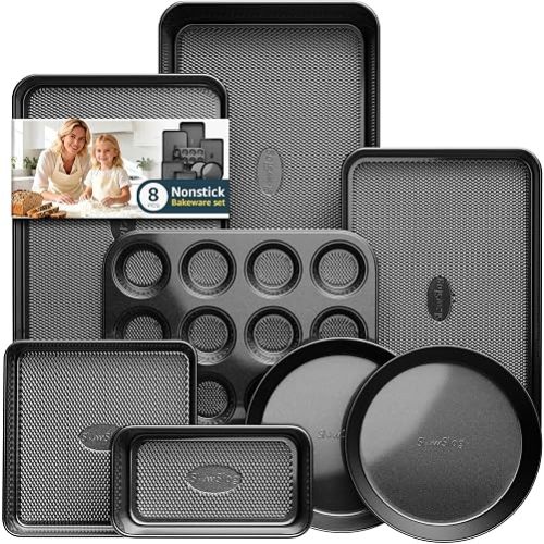 Nonstick Baking Pans Set, 8-Piece Stackable Bakeware Sets, Oven Pan Set
