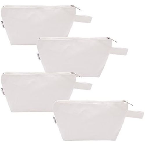 100% Cotton 16oz Heavy Duty Multi-Purpose Canvas Zipper Cosmetics Makeup Travel Toiletry Organizing Pouch 4-Pack