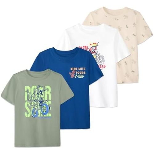 Garanimals Baby & Toddler Boy T-Shirt - Short Sleeve Tees - Kid's Casual Crew Neck - Size 0-6T - 4 Pack