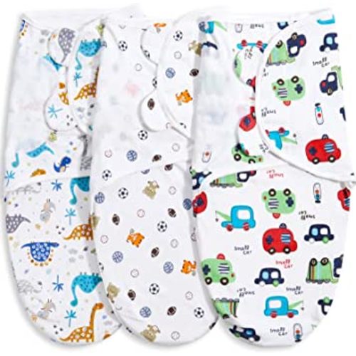 Bubble bear Baby Boy Girl Swaddle Blankets, 3-6 Months - Hypoallergenic, Adjustable Swaddle Sleep Sacks, Cute Soccer Ball, Dinosaur Pattern, 3 Pack