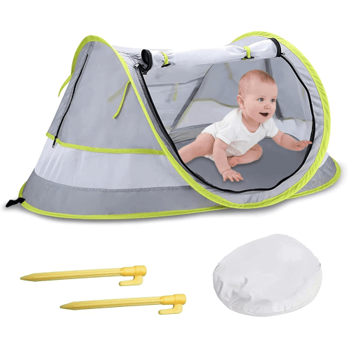 Portable Baby Beach Tent, UPF50+ Pop Up Beach Tent Sun Shelter, Easy Setup Play Tent for Travel, Mini Beach Tent for Kids Toddlers, Outdoor Indoor Play and Sun Protection