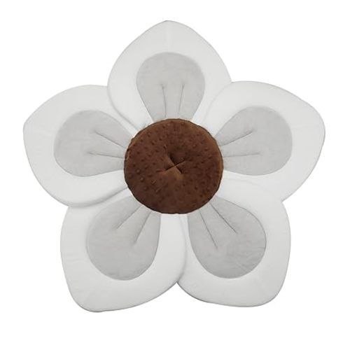PandaEar Baby Bath Pad for Infant Newborn | Soft Flower 5 Petals for Sink Bathtub Essentials Shower Gift (Grey)