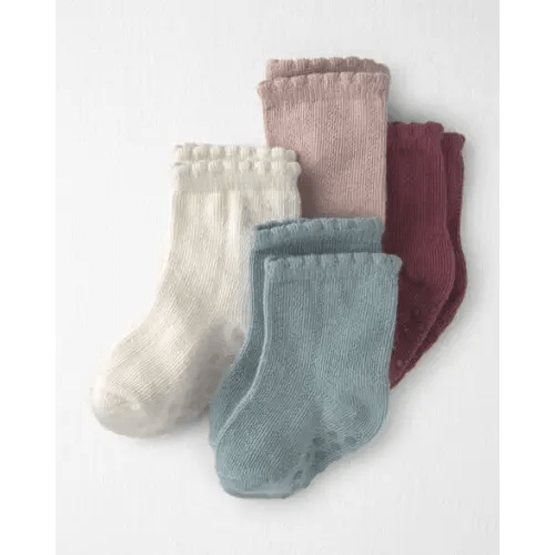 Baby Girl 4-Pack No-Slip Ankle Socks Made with Organic Cotton - Little Planet | Carter's