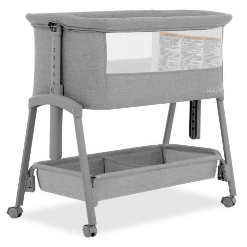 Dream On Me Calypso Portable Bassinet with Wheels, Adjustable Height, Gray