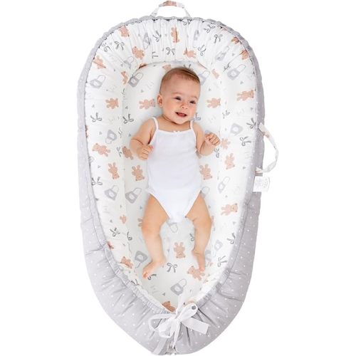 ALINUX Baby Lounger for Newborn 0-24 Months,100% Cotton Baby Lounger Cover, Suitable for Babies Aged 0-24 Months,Grey