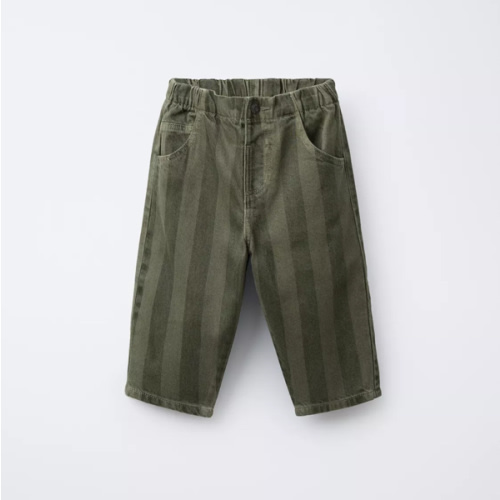 STRIPED BAGGY TWILL PANTS - Khaki | ZARA United States