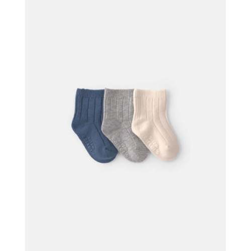 Baby 3-Pack Baby Booties - Blue/Ivory/Grey | Carter's
