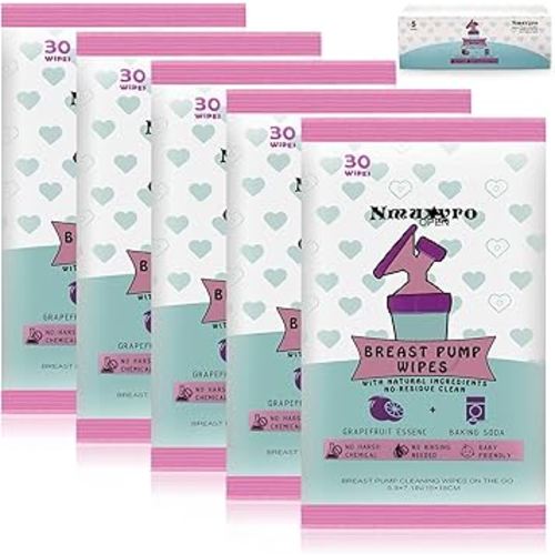 Breast Pump Wipes, 5 Packs Natural Pump Parts Cleaning On The Go, Resealable Manual Pacifier Wipe Quick Clean Breastfeeding Supplies