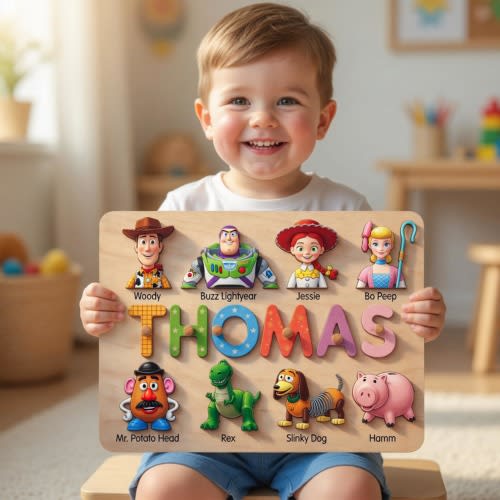 Personalized Disney Toy Story Puzzle for Toddlers, Disney Montessori Wooden Toy Story Puzzle for Kids, Toy Story Kids Gift