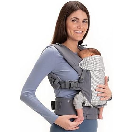 Beco Gemini Baby Carrier from Newborn to Toddler - Certified Ergonomic Newborn Baby Carrier for Infants and Children of 7-35 lbs - M Shape, Adjustable Seat, Breathable 3D Mesh (Cool Dark Grey)
