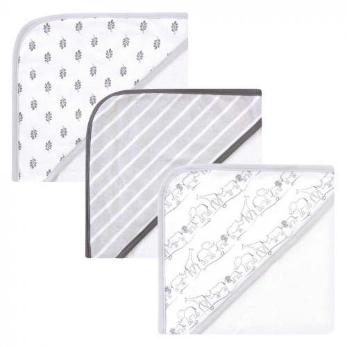 Touched by Nature Baby Unisex Organic Cotton Hooded Towels, Safari, One Size