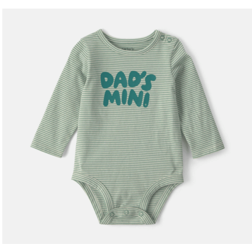 Baby Boy 'Dad's Mini' Long-Sleeve Graphic Bodysuit - Green