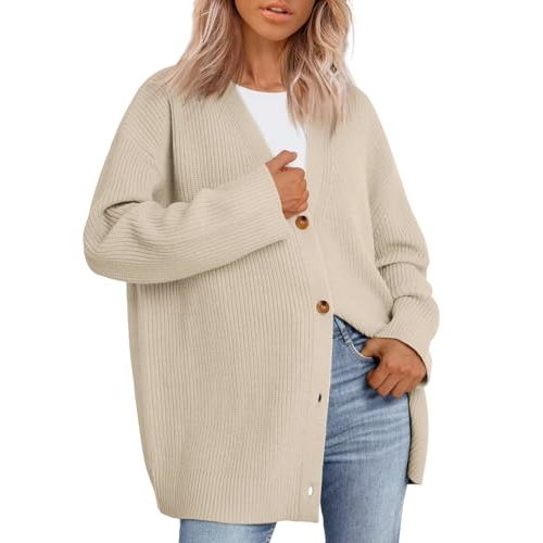 LILLUSORY Women Oversized Cardigan Sweater 2025 Fall Outfits Cloth Fashion V Neck Knit Button Front Casual Trendy Tops